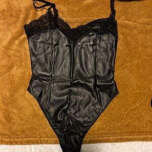 Black Lace Trim Bodysuit